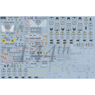 English Electric Lightning F1/F1A/F2/F3/T4/T5 Decal Sheet